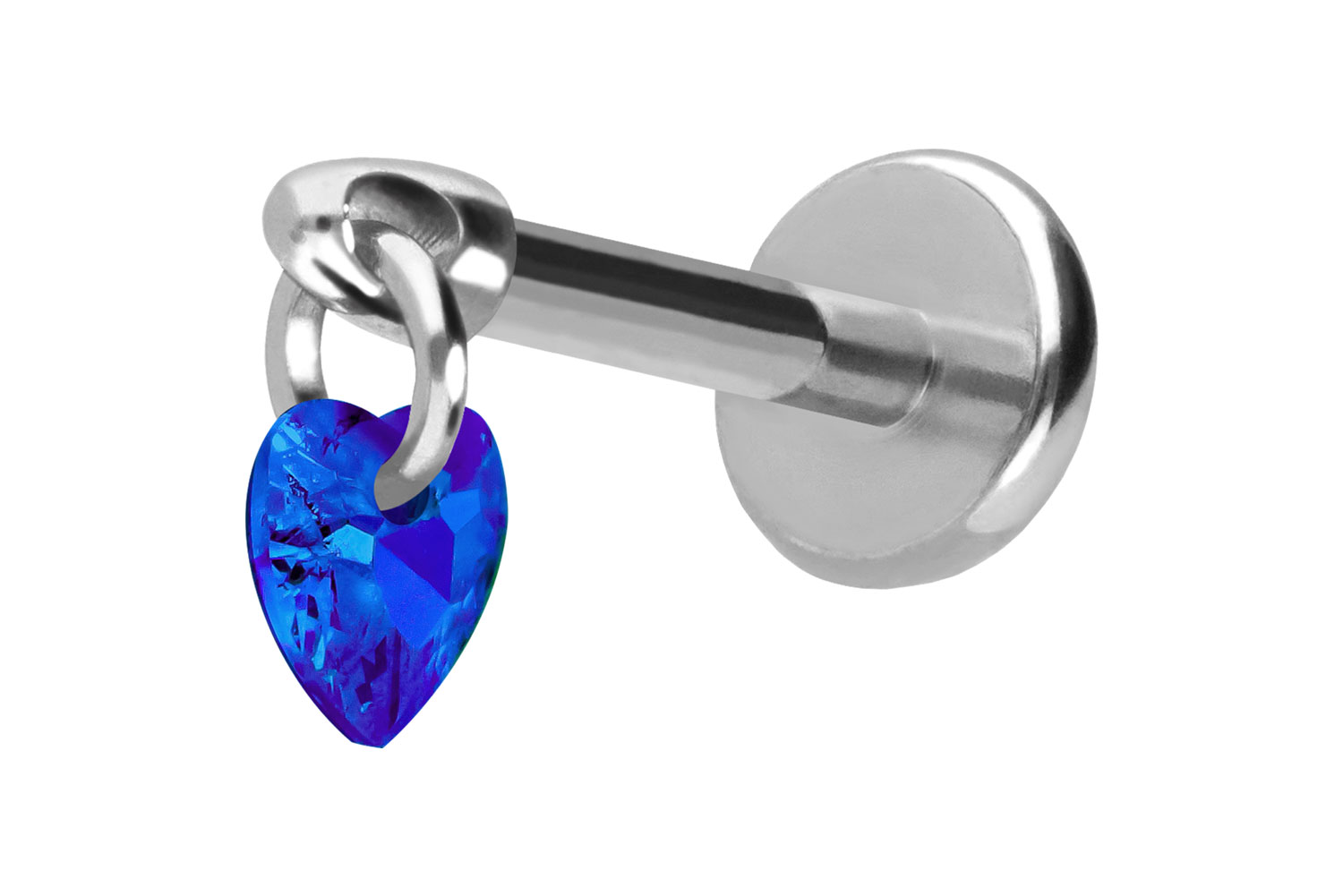 Titan Labret Piercing mit Push Fit KRISTALLHERZ